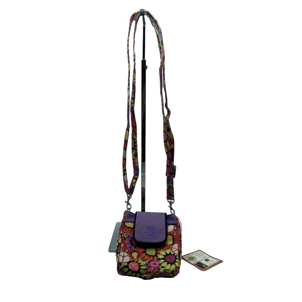 Keepers Fashion NWT Phone Passport Holder Floral Peace Sign Purse Bag 4" x 5.5"